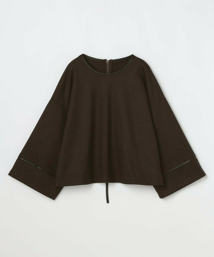 【大きいサイズ】feerique 　フェイクレザーパイピングショートプルオーバー