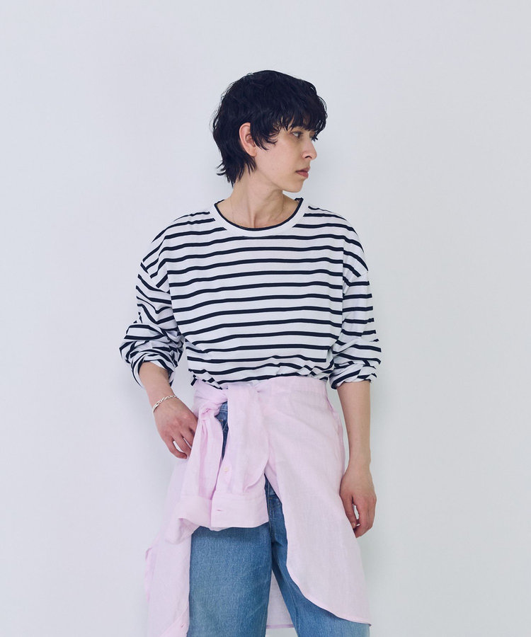 ＜INSCRIRE（アンスクリア）＞別注コットンボーダーロングスリーブTシャツ