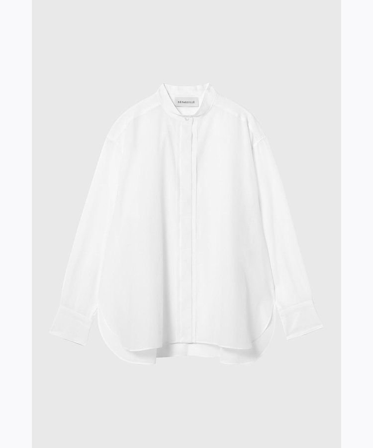ORGANDY NO COLLAR SHIRT / オーガンジーノーカラーシャツ