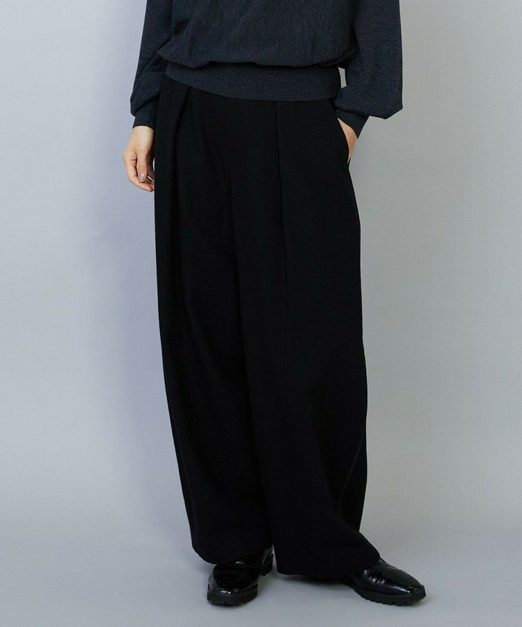 ウールリネンツイルバレルワイドパンツ