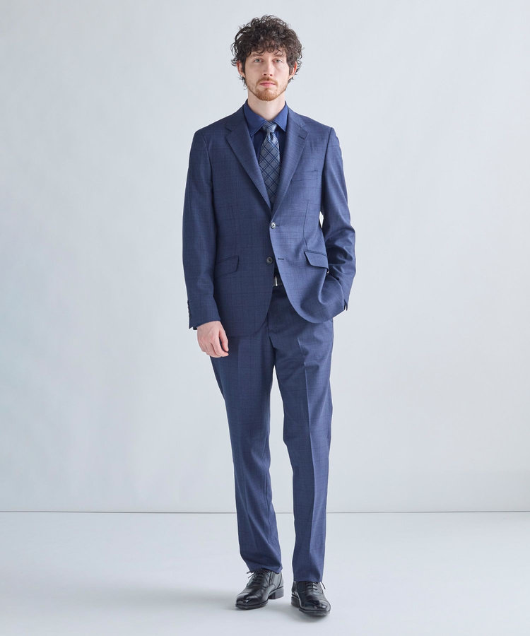 【Loro Piana/ロロ・ピアーナ】ウール梳毛 グレンチェック柄スーツ