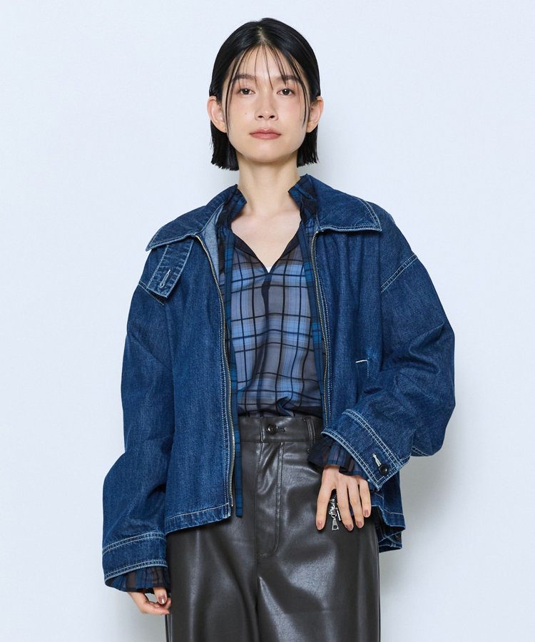 feerique カラーデニムジップブルゾン