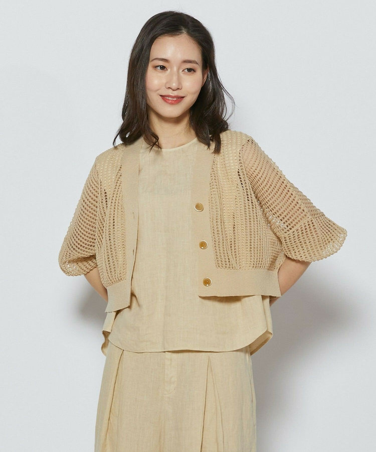 ［eclat 2026年5月号掲載商品］麻ポリエステルショート丈カーディガン