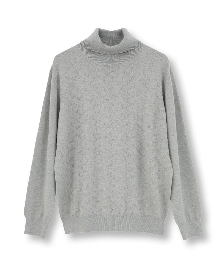 【ACTIVE TAILOR/アクティブテイラー】12Gジャカードタートルネックニット