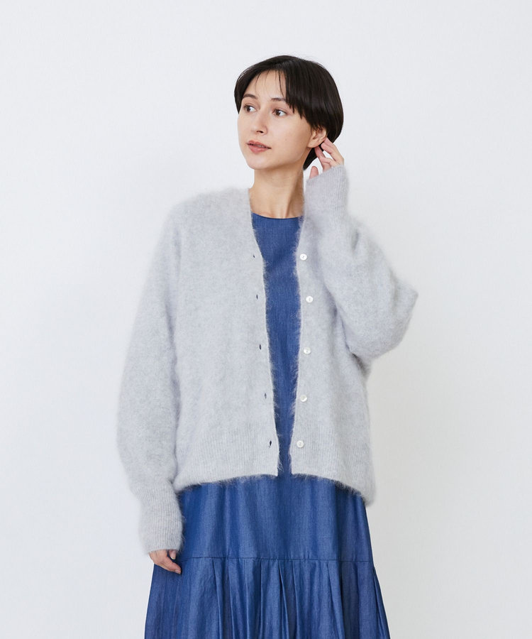 カシミヤファー加工カーディガン