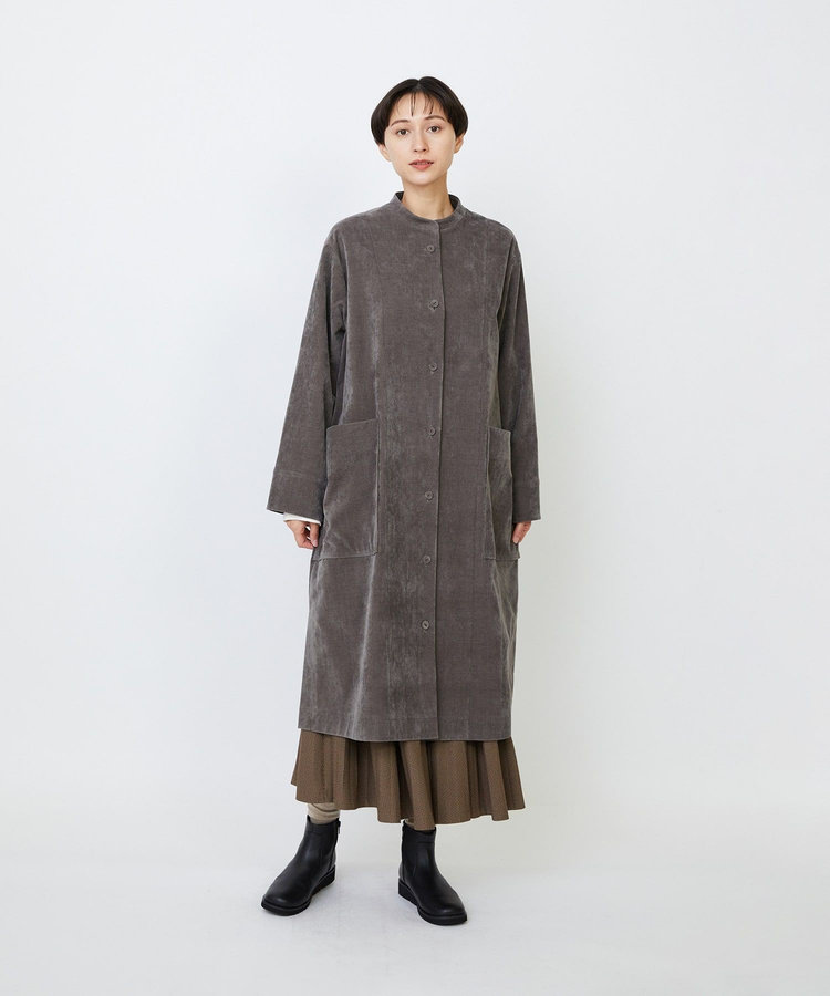 シャンブレーベルベットワンピースコート