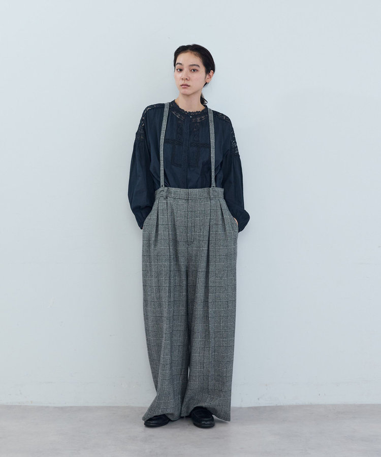 《石上美津江さんコラボ》ウールチェックタックパンツ