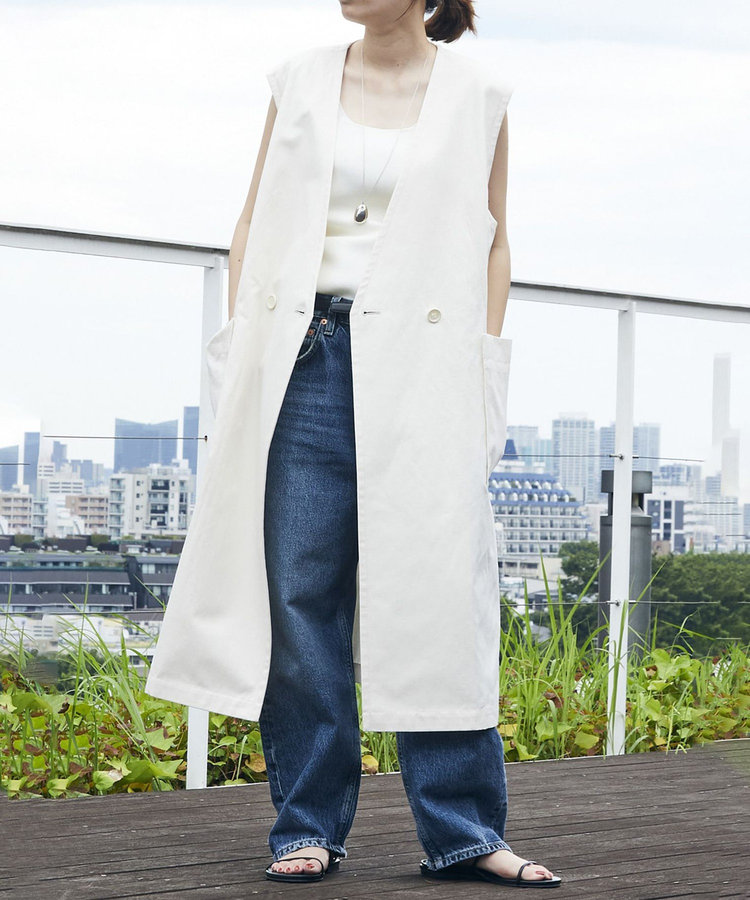 コットンヘンプツイルロングジレ