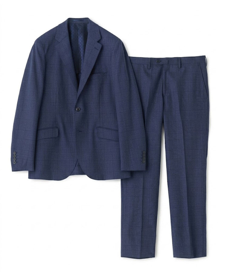 【Loro Piana/ロロ・ピアーナ】ウール梳毛 グレンチェック柄スーツ