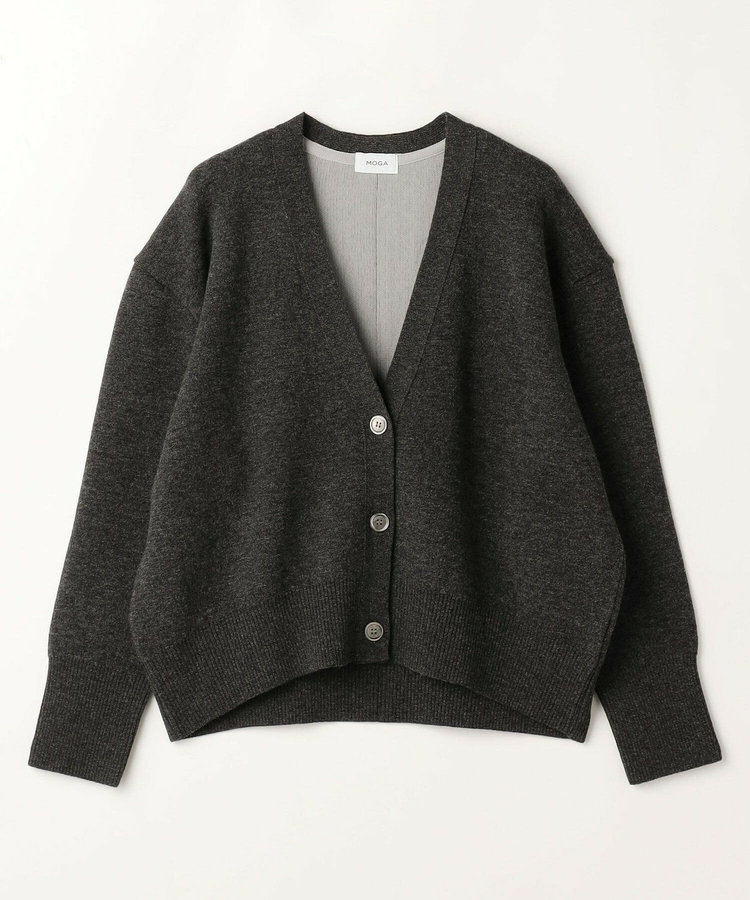 【大きいサイズ】WOOLEN×AMOSSA Vネック配色カーディガン