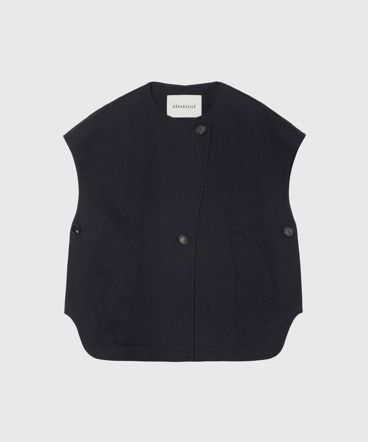 VISCORSE LINEN PONCHO GILET / ヴィスコースリネンポンチョジレ