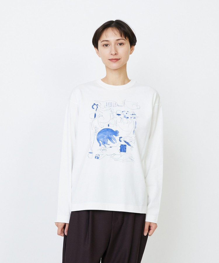 【EC限定・アーティストコラボ】LOISIR×TORANEKOBONBON CATプリントロングスリーブTシャツ