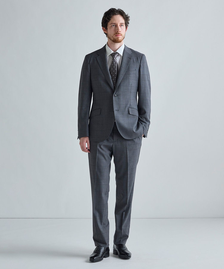 【Loro Piana/ロロ・ピアーナ】ウール梳毛 グレンチェック柄スーツ