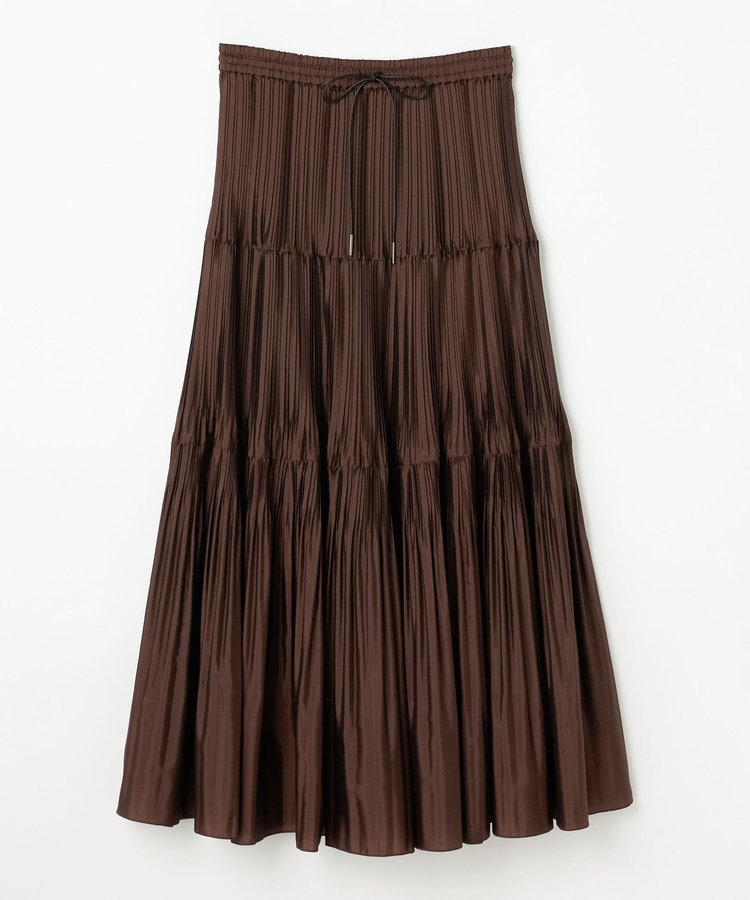 SILK POLY TIERED PLEATS SKIRT / シルクポリティアードプリーツスカート