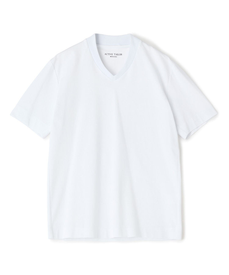 【ACTIVE TAILOR/アクティブテイラー】シルケットスムースVネックTシャツ＜接触冷感 / UVカット＞