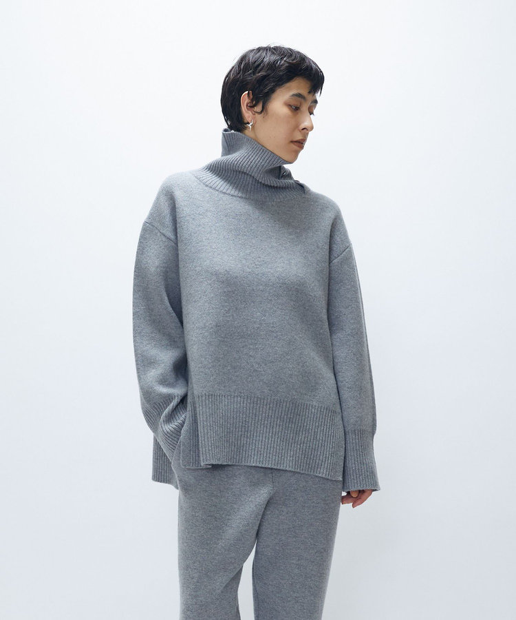 ウールカシミアダブルフェイスボトルネックニット