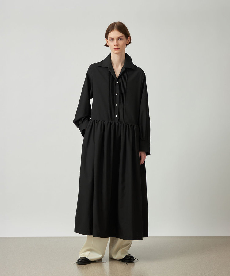 WOOL PINTUCK SHIRT DRESS / ウールピンタックシャツドレス