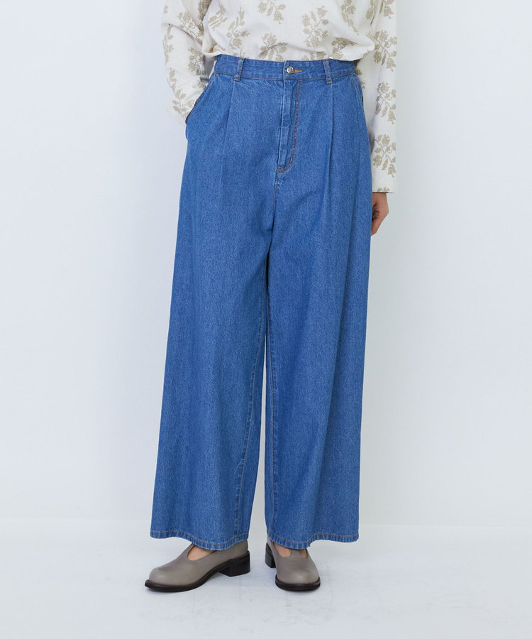【MTサイズ有り】綿麻ライトデニムワイドパンツ