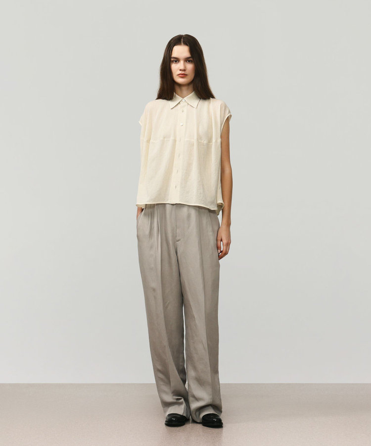 TRIACETATE SLUB FRENCH SLEEVE BLOUSE /トリアセテートスラブフレンチスリーブブラウス