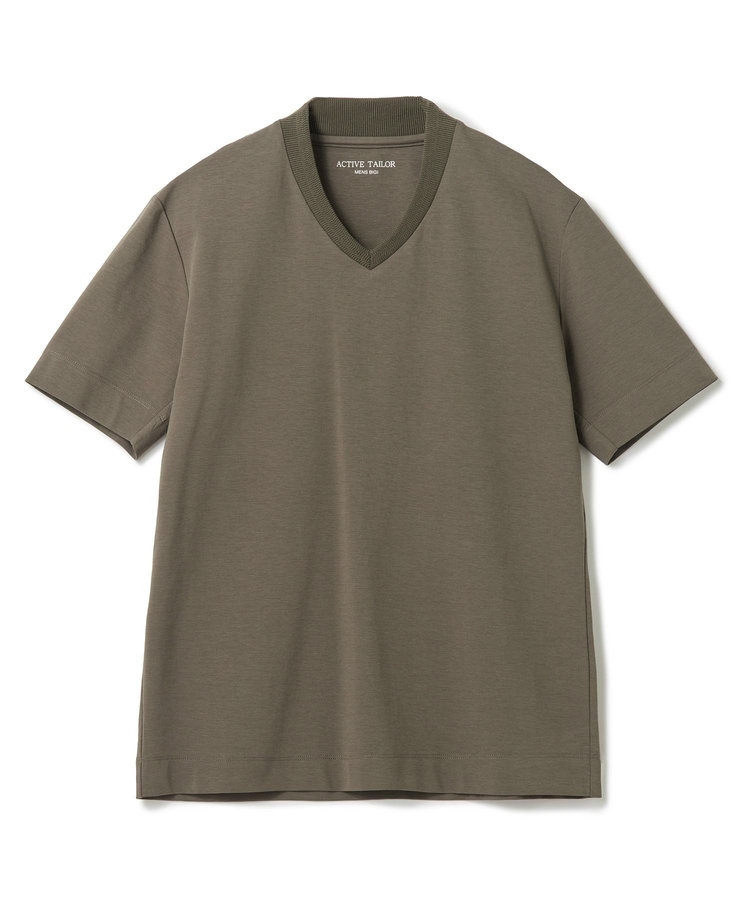 【ACTIVE TAILOR/アクティブテイラー】シルケットスムースVネックTシャツ＜接触冷感 / UVカット＞