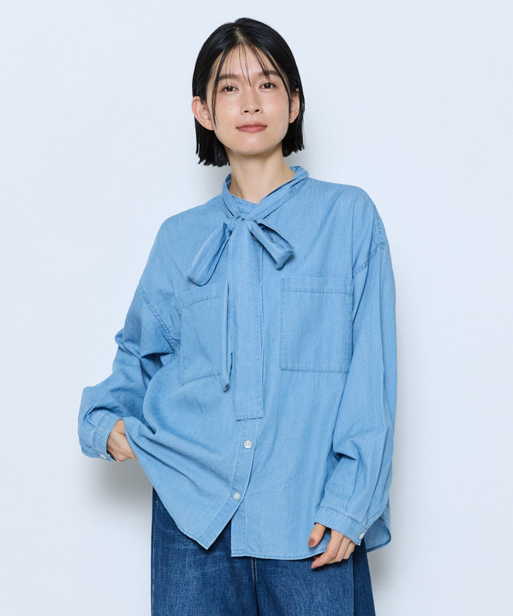 feerique 3OZデニムボウタイブラウス