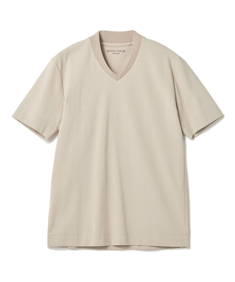 【ACTIVE TAILOR/アクティブテイラー】シルケットスムースVネックTシャツ＜接触冷感 / UVカット＞