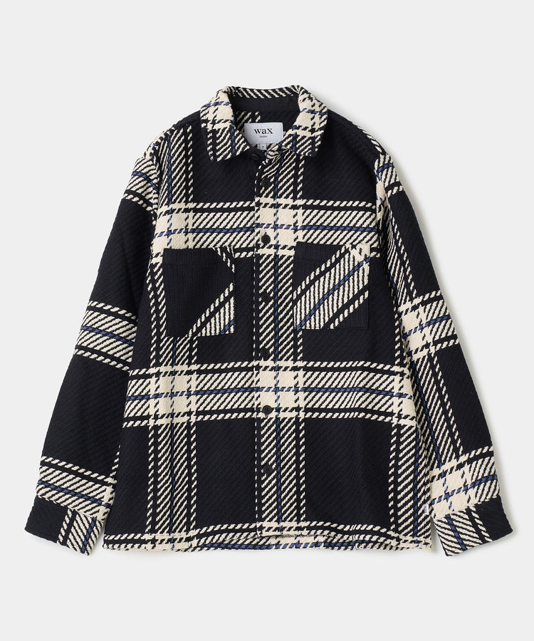 wax london Whiting Black And Ecru Oversize Grid Check Overshirt