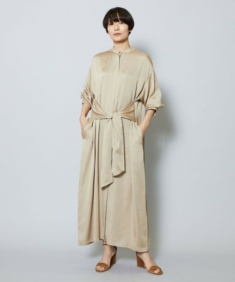 雑誌eclat ×スタイリスト池田奈加子コラボ ドレープサテンワンピース