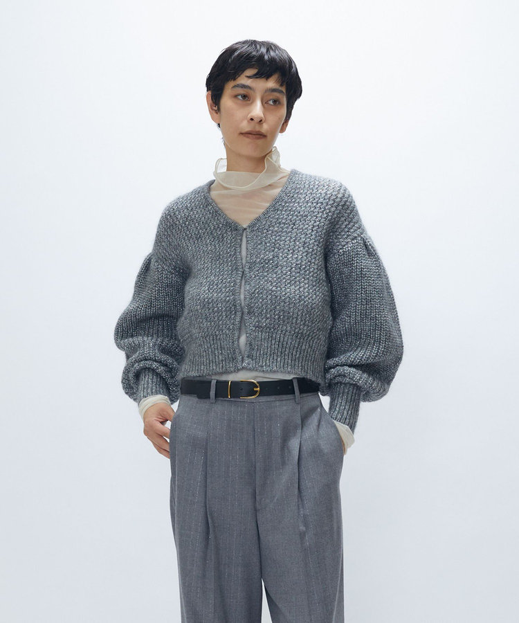 ラメモヘアリリヤーンボレロカーディガン