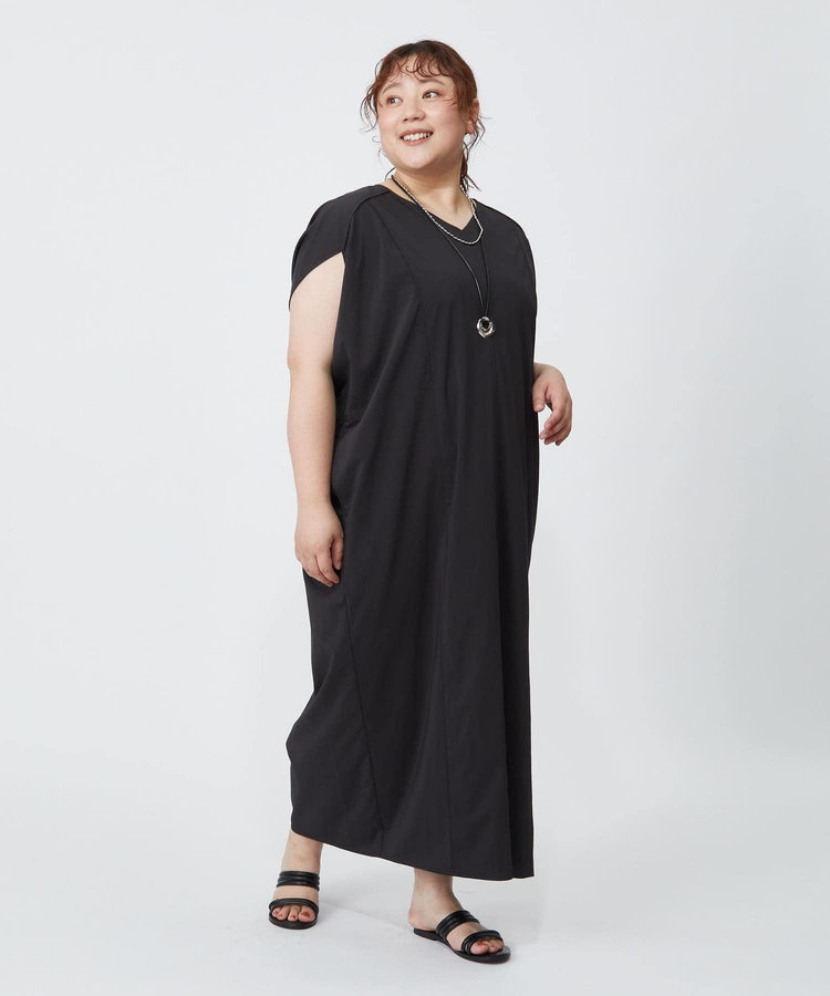 【大きいサイズ】2WAYタフタコクーンワンピース