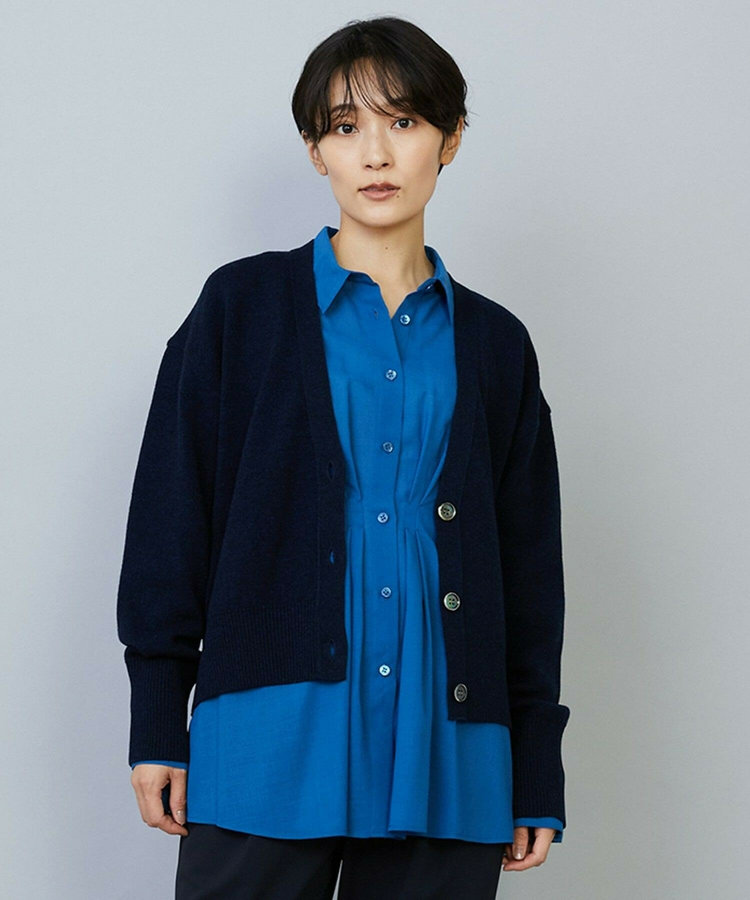 WOOLEN×AMOSSA Vネック配色カーディガン