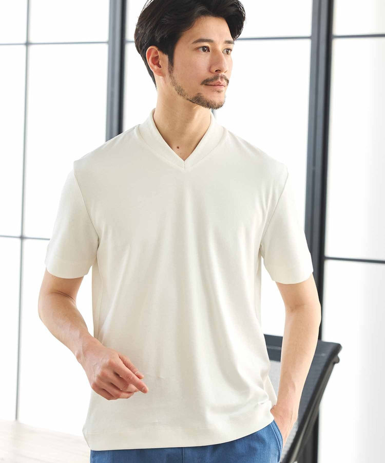 シルケットスムースVネックテーラーTシャツ