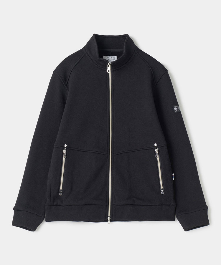 BLACK LINE ニットフリーススタンドカラーZIPブルゾン