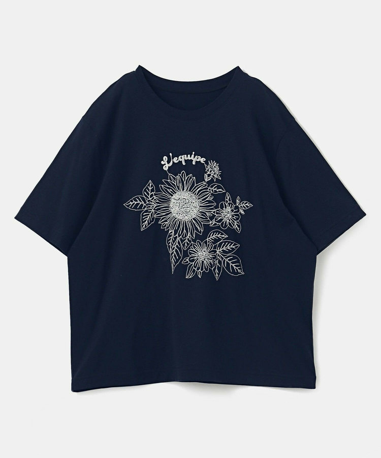 【大きいサイズ】フラワーエンブロイダリーTシャツ