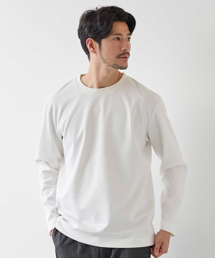 フェイクスウェード エンボスプリント ロングスリーブ カットソー