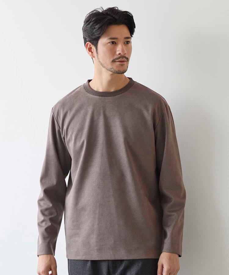 フェイクスウェード エンボスプリント ロングスリーブ カットソー