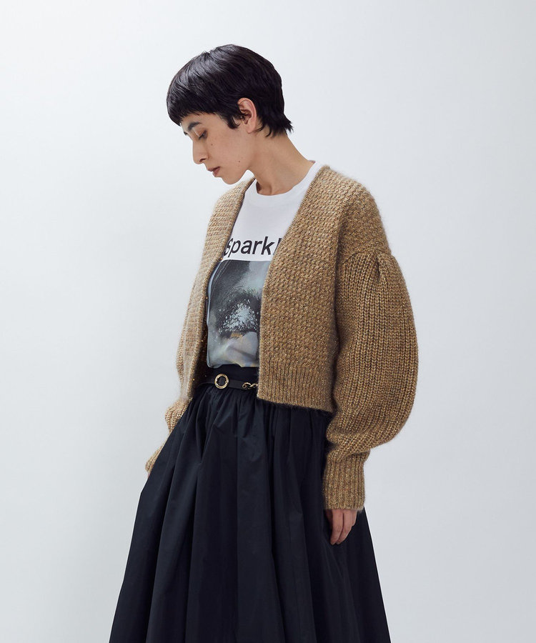 ラメモヘアリリヤーンボレロカーディガン