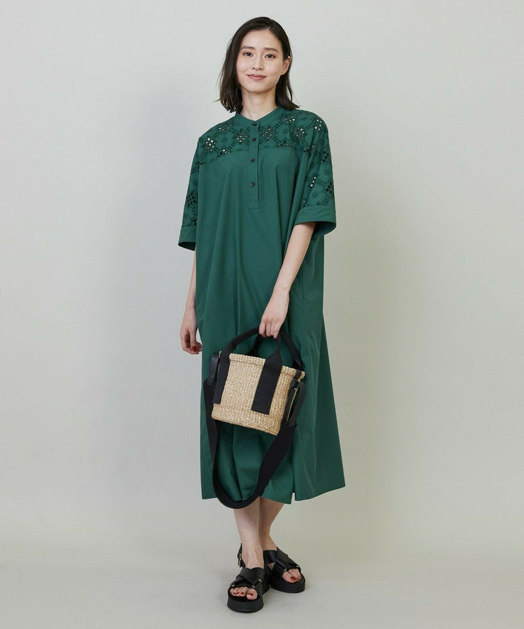 ボーラー刺繍T/Cワンピース