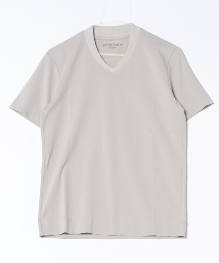 【ACTIVE TAILOR/アクティブテイラー】シルケットスムースVネックTシャツ＜接触冷感 / UVカット＞