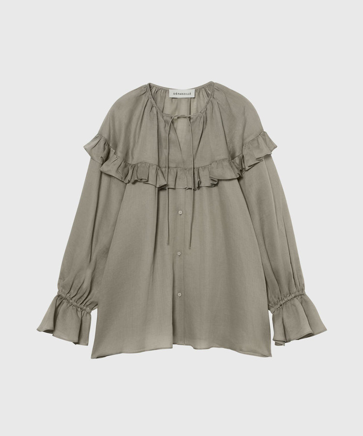 RAMIE TWILL RUFFLE BLOUSE / ラミーツイルラッフルブラウス