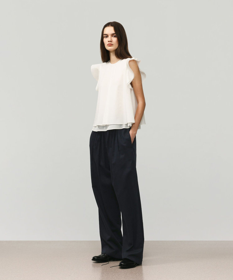 	RAYON LINEN SLEEVELESS BLOUSE / レーヨンリネンスリーブレスブラウス