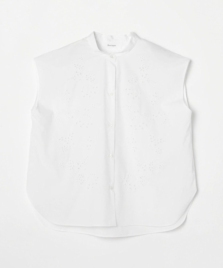 feerique カットワークレースフレンチスリーブブラウス