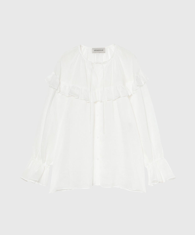 RAMIE TWILL RUFFLE BLOUSE / ラミーツイルラッフルブラウス