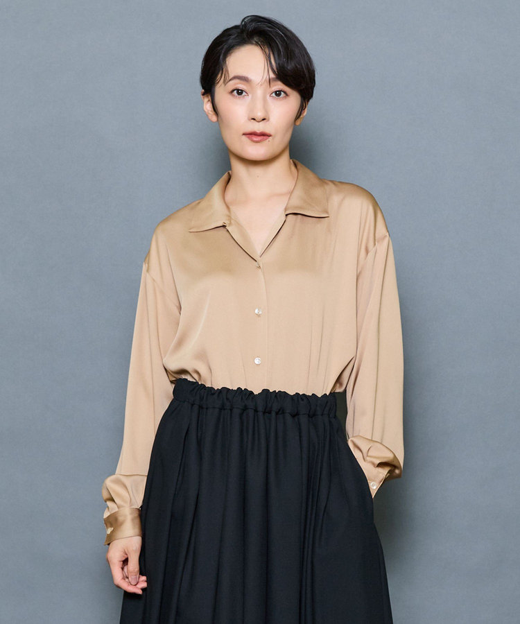 MOGA Collection ドレープサテンブラウス