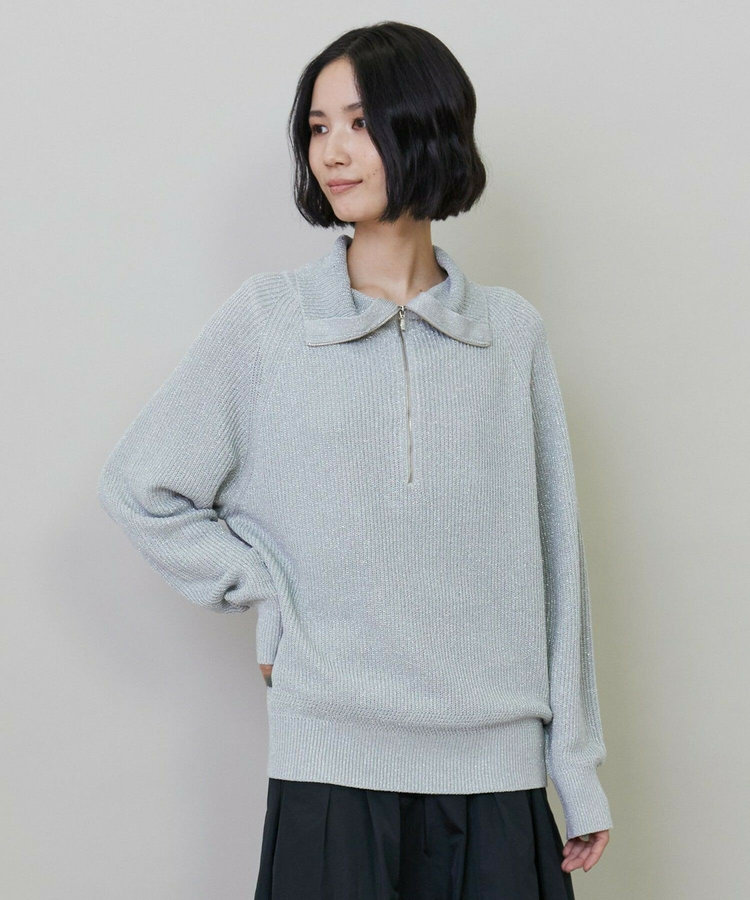 ラメハーフZIPニット