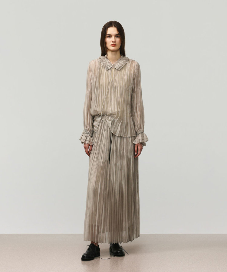 TENCEL ORGANDY PLEATS BLOUSE / テンセルオーガンジープリーツブラウス