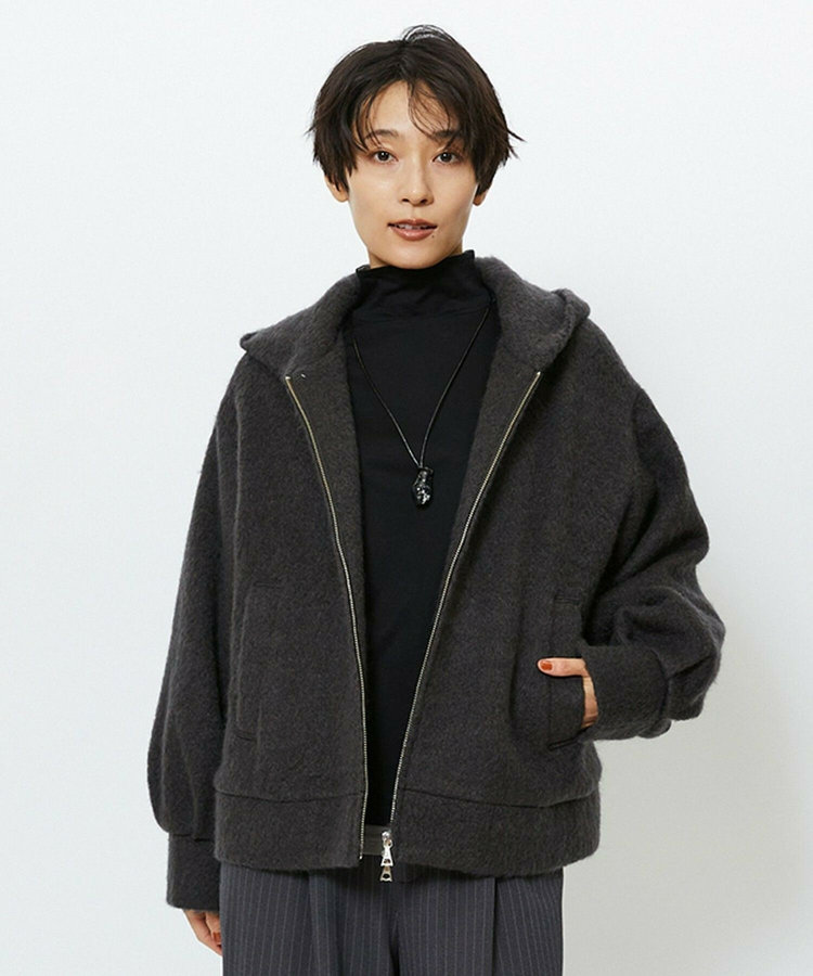 feerique モヘアシャギーフードブルゾン
