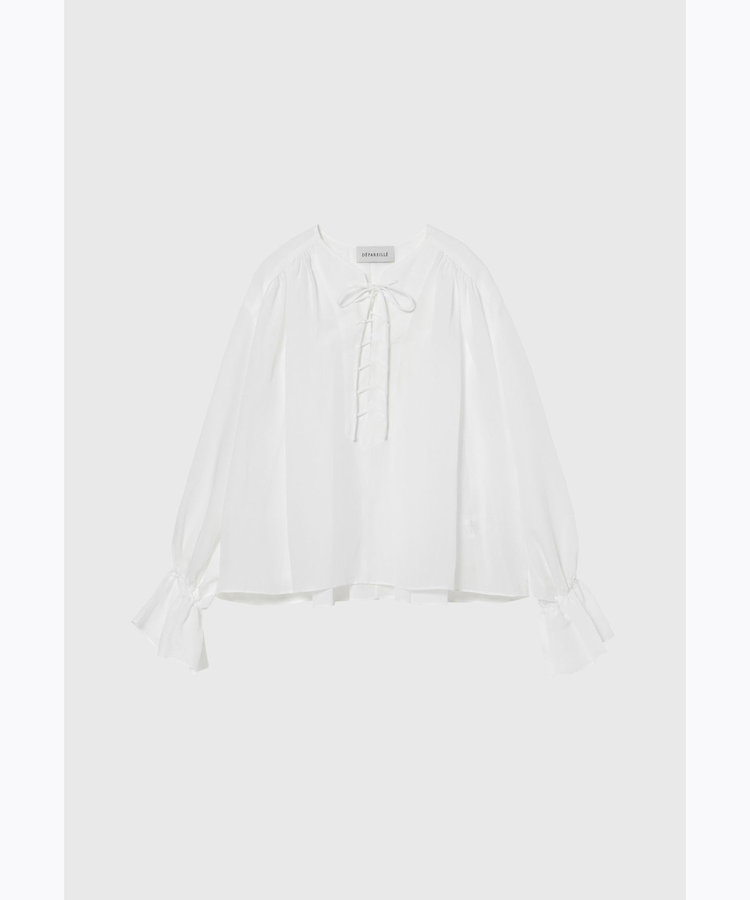 LINEN LACE UP BLOUSE / リネンレースアップブラウス