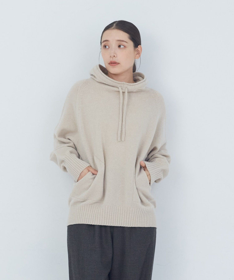 ウールカシミヤドルマンスリーブフーディ