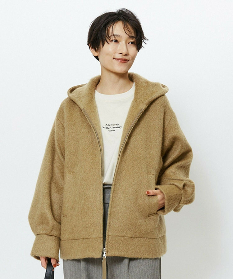 feerique モヘアシャギーフードブルゾン